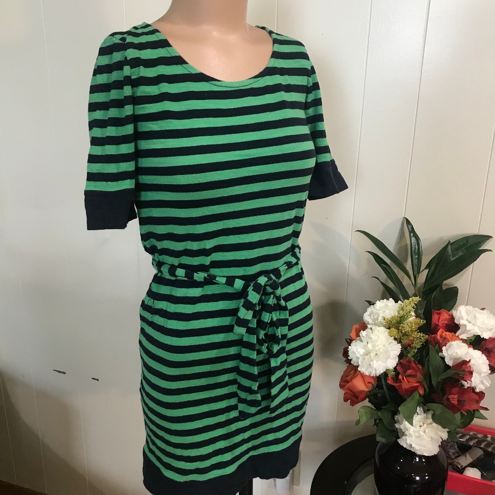 Banana Republic Blue/Navy & Green Striped Dress